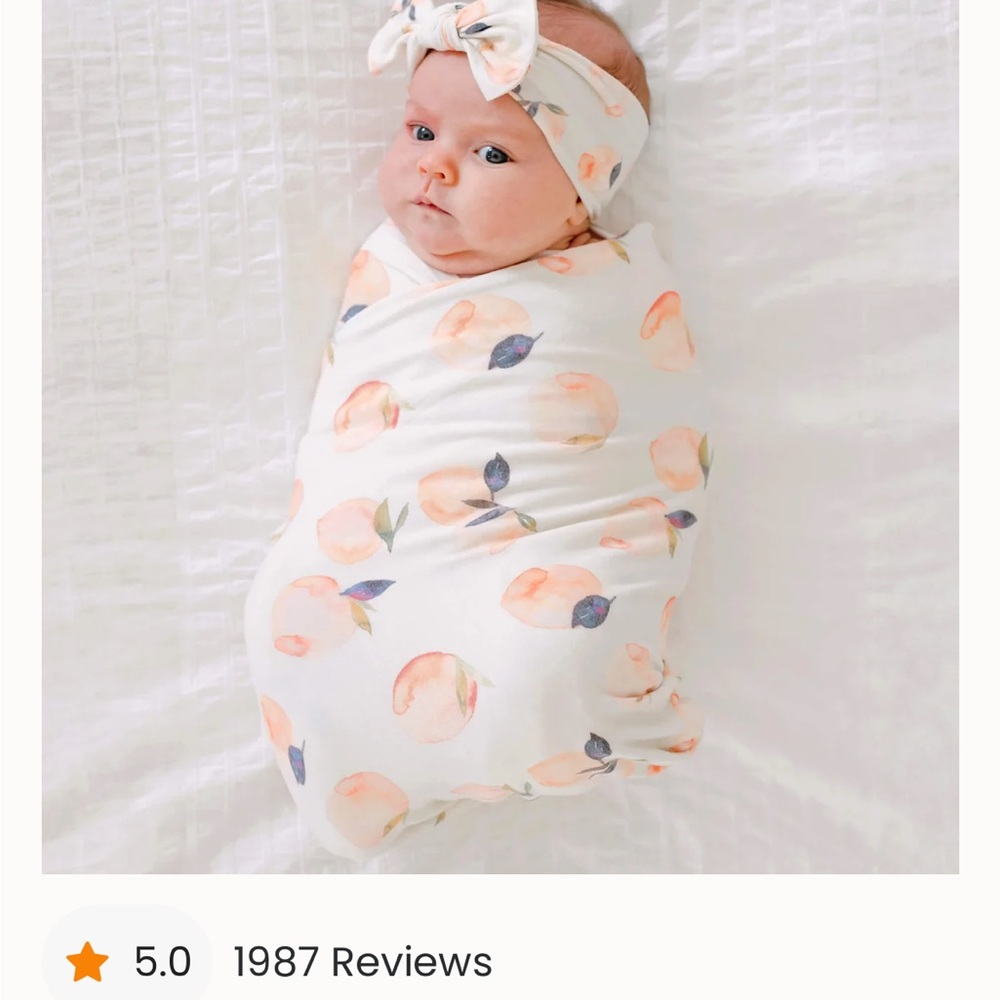 Copper Pearl Caroline (Peach) Swaddle and Headband Set